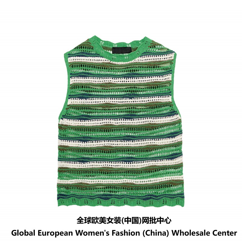 2026 Summer New Women's Round Neck Textured Striped Knit Top Knit Shorts 6236032 6236033