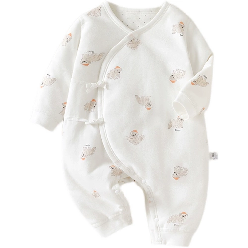 Детская хлопковая демисезонная утепленная пижама для новорожденных, весеннее боди