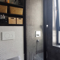 Nordic small hexagonal mosaic all Porcelain Black and White gray tiles simple toilet background wall kitchen floor tiles kitchen tiles kitchen tiles