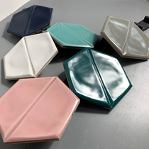 Nordic concave retro dark green hexagonal tile glazed brick toilet Net red restaurant hexagonal floor tile toilet non-slip