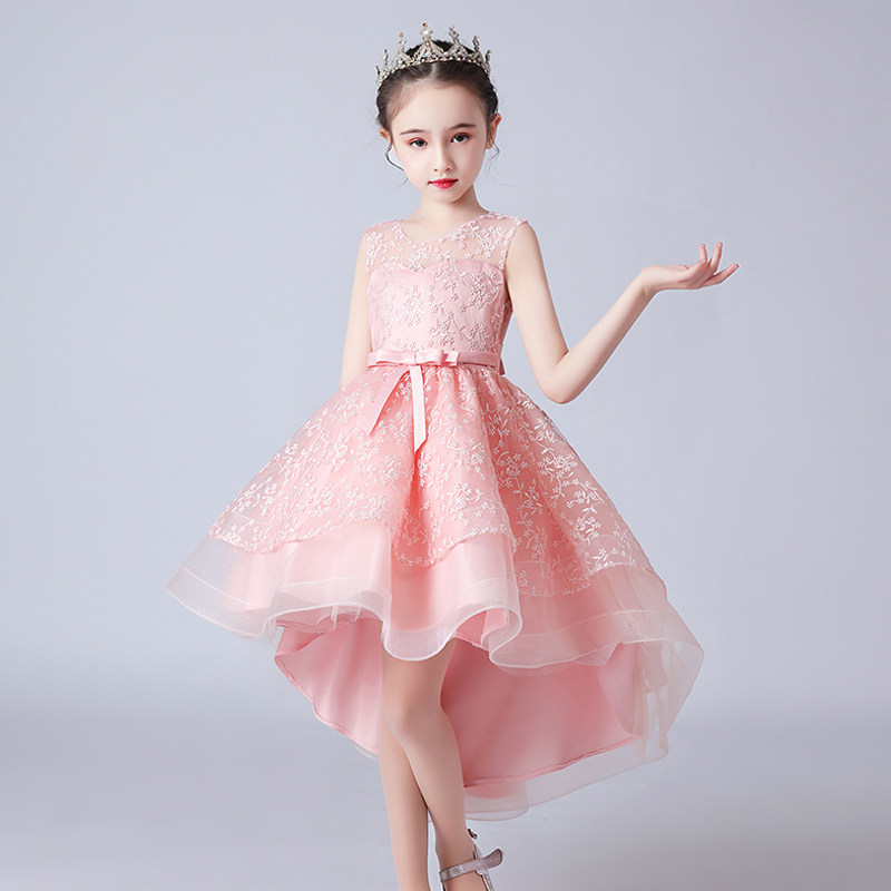 Hong Kong Girl's Evening Gown Chair Walking Show Dress Foreign Air Summer Princess Dresses Dresses Big Boy Play Out Tug-Tail Mesh Dress-Taobao