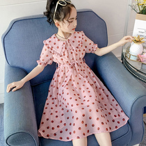 Korean girls dress summer thin section 2021 new childrens floral dress big child foreign style lady chiffon dress