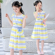 Girls Hanfu dress Summer ethnic style little girl Pure cotton sleeveless cheongsam dress big children super fairy summer models