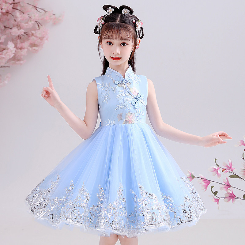 Girl Foreign Dress Summer Dress Qipao Hanfu New Super Fairy Children Princess Dresses Dresses Foreign Girl Vest Dresses
