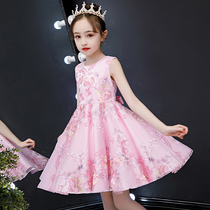 Hong Kong Girls summer dress New childrens princess dress yarn dress Summer little girl foreign style puffy yarn skirt