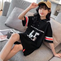 Korean girls dress summer 2021 new foreign style childrens short-sleeved summer polo little girl princess skirt