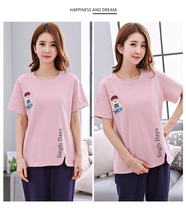 Mùa hè vài bộ đồ ngủ phụ nữ tay ngắn quần cotton phần mỏng giản dị kích thước lớn thoáng khí nam phục vụ nhà mùa hè hai mảnh đồ bộ đẹp