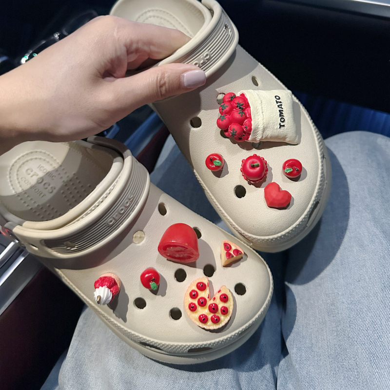 Tomato Pizza Fruit Shoe Charms Accessories Suitable for Crocs Decorative Shoe Clips Ballet Shoes