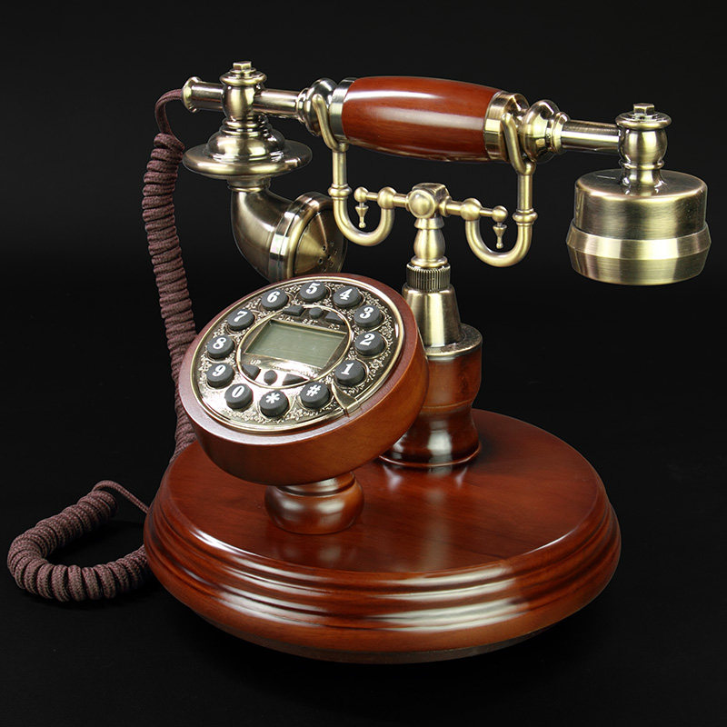 European antique old-fashioned solid wood phone creative hand-painted retro cordless office home caller ID phone landline