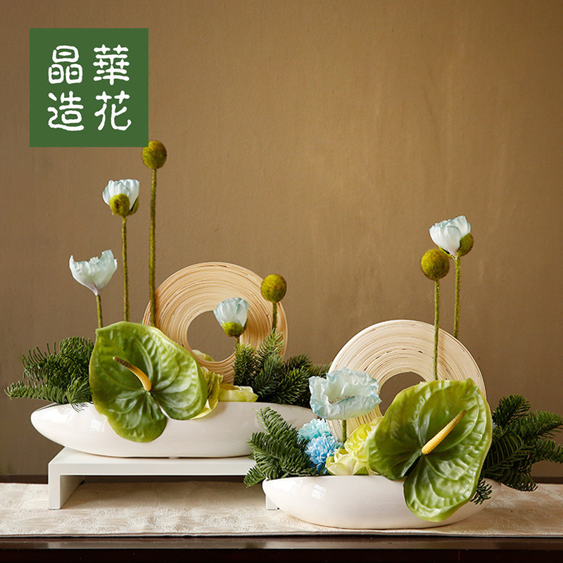 Crystal wah fake flower emulated flower suit table Xuanguan pendulum flowers new Chinese original emulation floral lotus flower making scenery table flower