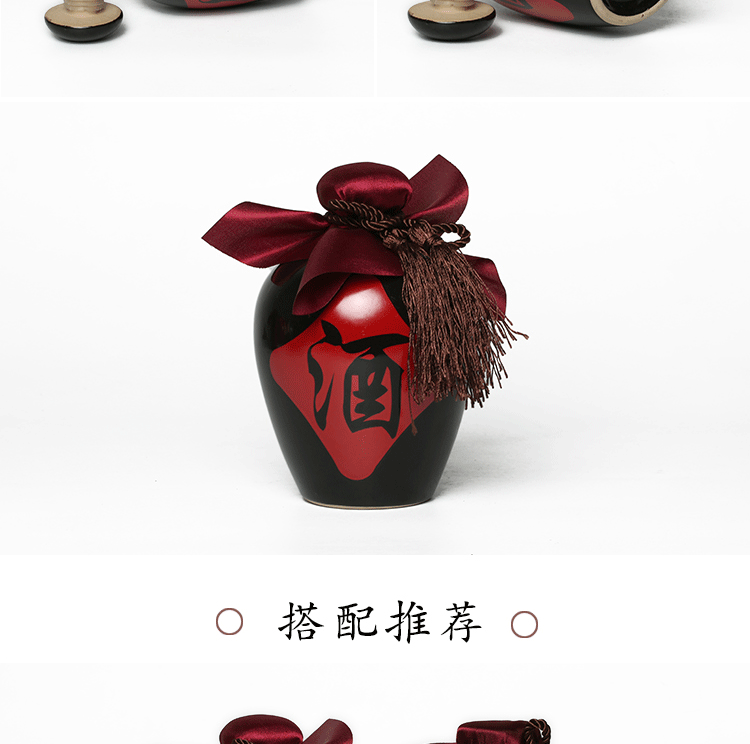 1 kg Wujin men đen rượu vang tư nhân Jingdezhen rượu vang chai gốm bao gồm quà tặng cao cấp hip bình rượu - Rượu vang ly uống whisky