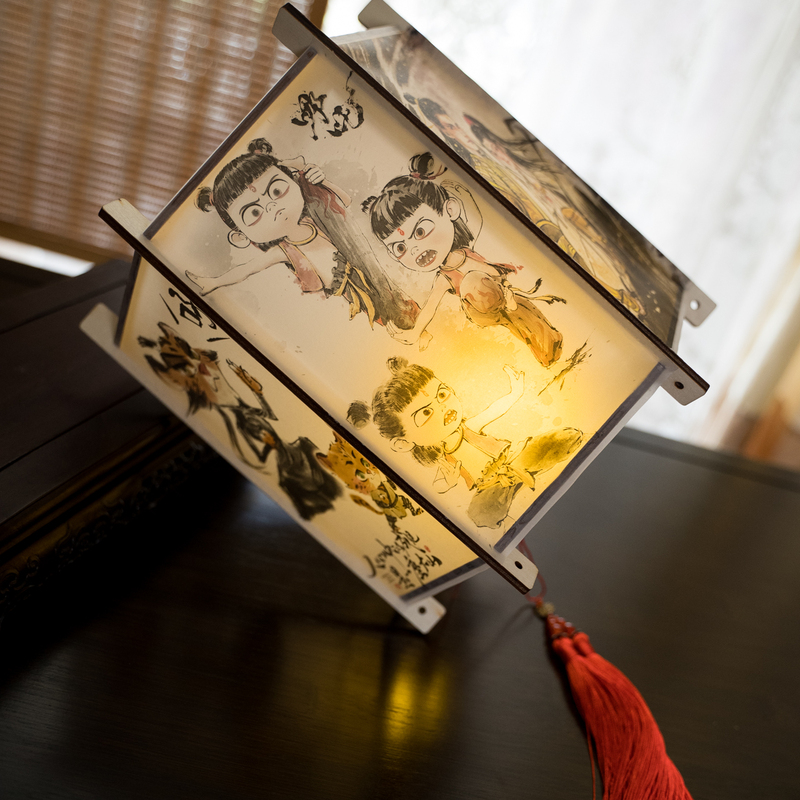 Nezha-Themed Lantern Glowing Handheld DIY Craft Kit, Traditional Style Children's Lantern for Mid-Autumn Festival, New Model Nezha-Themed Lantern Glowing Handheld DIY Craft Kit, Traditional Style Children's Lantern for Mid-Autumn Festival, New Model