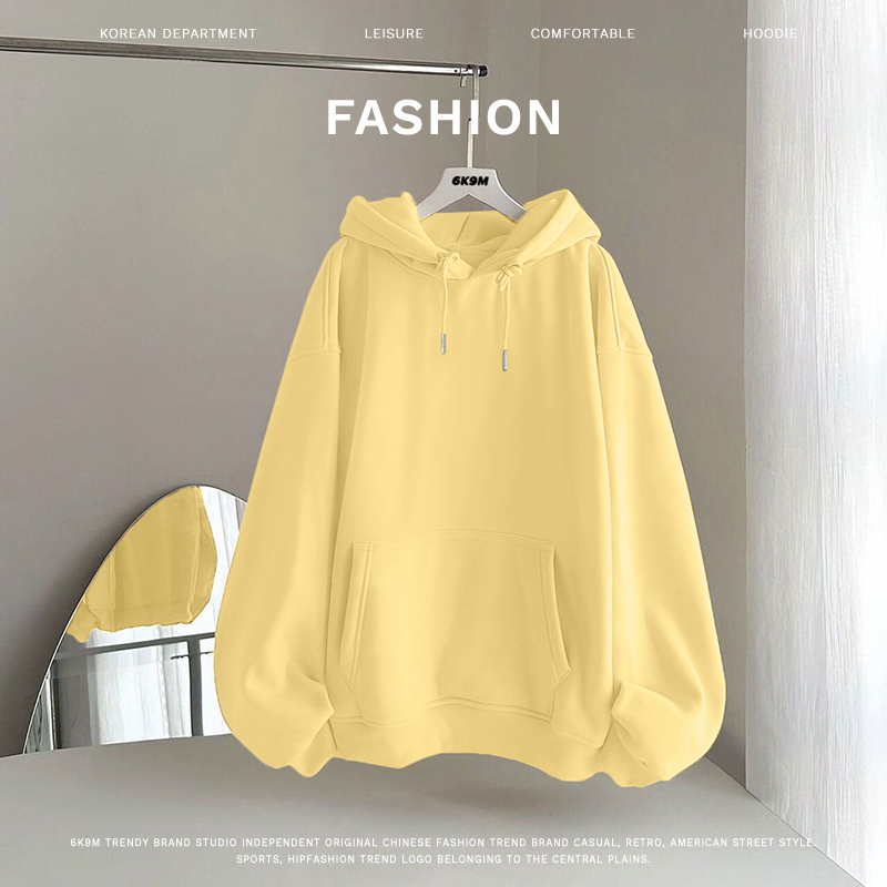 High-Quality Solid Color Hooded Sweatshirt for Women, Spring, Autumn, and Winter Oversize Jacket, Couple's Outfit, Thin Versatile Top