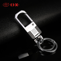 Japanese-American waist alloy keychain double-ring rotatable key ring anti-off design wear-resistant large hook pendant