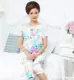 Mùa hè trung niên mẹ cotton lụa ngắn tay đồ ngủ phụ nữ mùa hè trung niên và người già phần mỏng người phụ nữ phù hợp với mẹ chồng bộ lụa mặc nhà