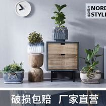 Nordic GRP ins flower pots imitated cement clear cabin special price Large square minimalist lunar quarter Balcony Creative Personality