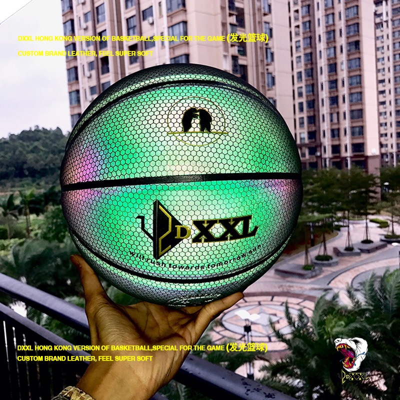 Chính hãng DXXL Bears Phản Quang Luminous Luminous Holographic Cầu Vồng Bóng Rổ Số 7 Số 5 Trẻ Em của Quân Đội Brothers Lắc Bóng Màu Xanh 	quả bóng rổ peak