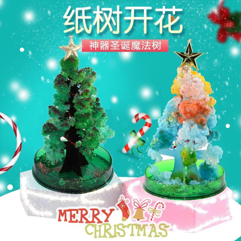 Paper tree blossoming Christmas tree magic watering growth crystallization creative magic tree small gift for children Christmas