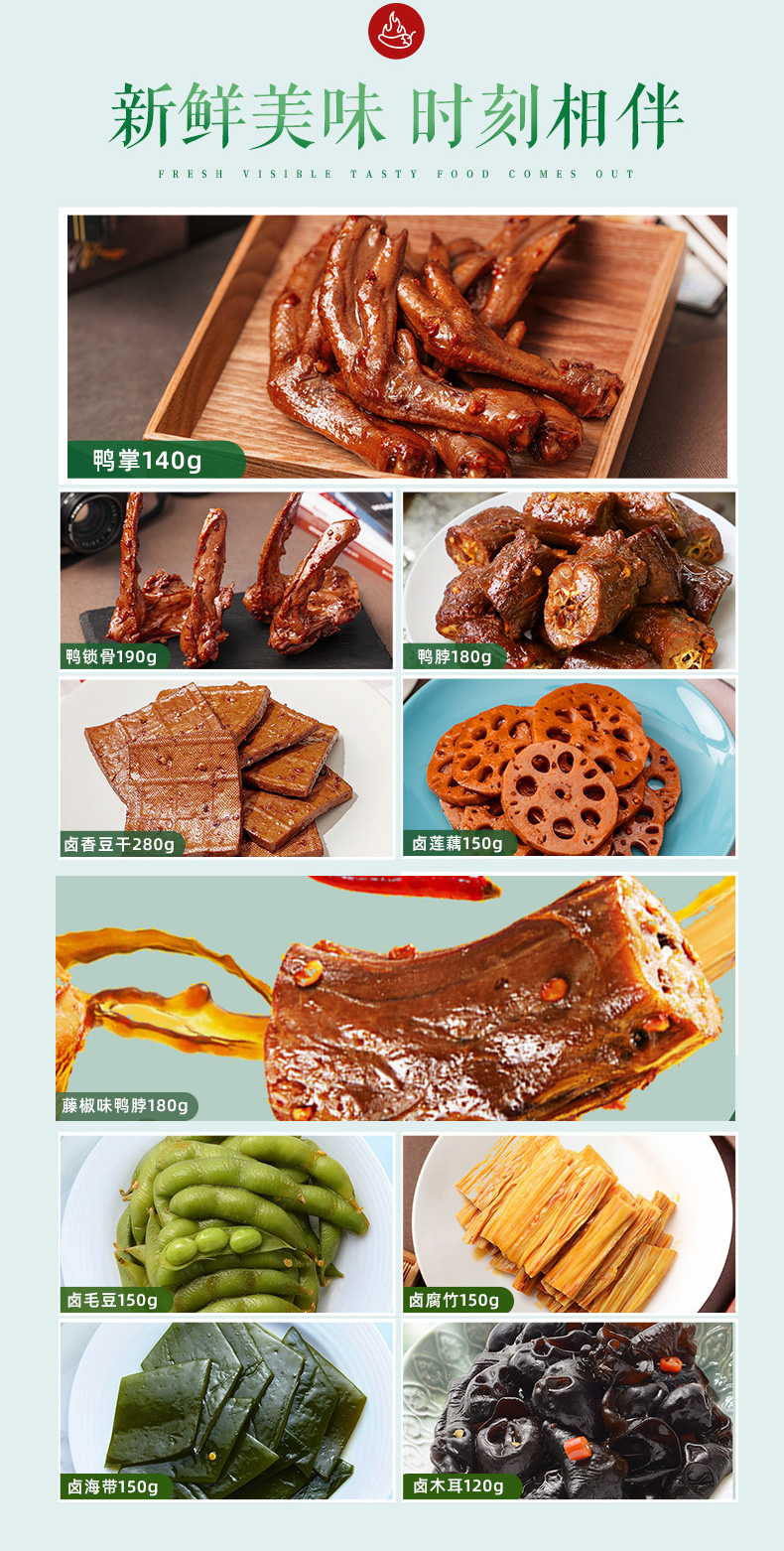 周黑鸭 卤鸭脖/鸭锁骨/鸭翅/鸭掌 5盒 锁鲜盒装 图3