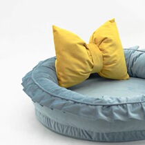 Ask the road kitty Puppys velvet bow tie pillow.