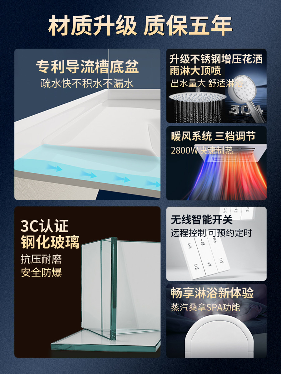 Integrated Shower Room Fan-Shaped Bathroom Rural Simple Partition Glass Waterproof Shower Room Integrated Home Shower Room
