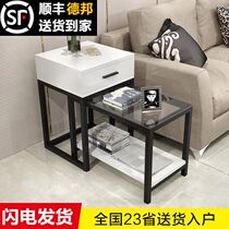 Simple small coffee table Living room corner cabinet Glass tea table Sofa side cabinet Small apartment side cabinet combination retractable side table