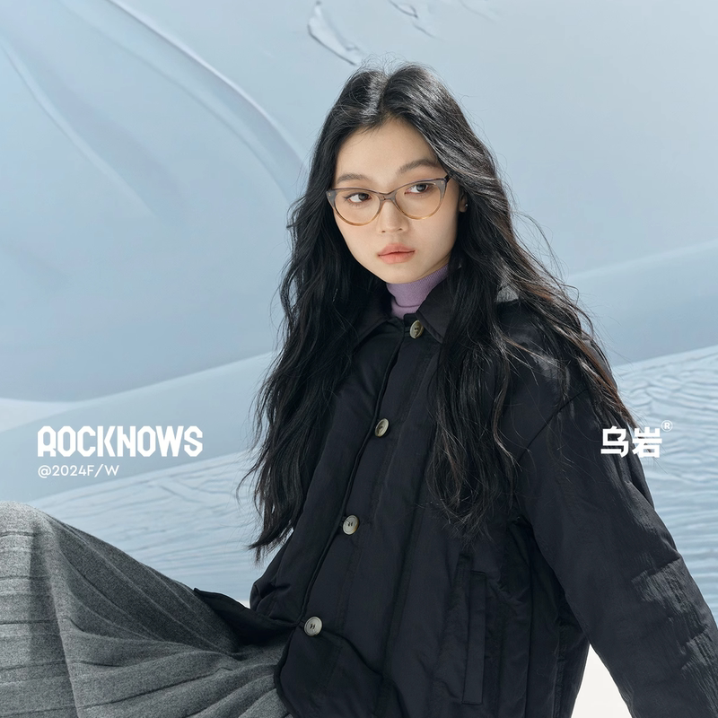 Wuyan Japanese-Style Lightweight Short down Jacket, Simple and Versatile, Unisex, Petite Women's Winter Black Short down Jacket