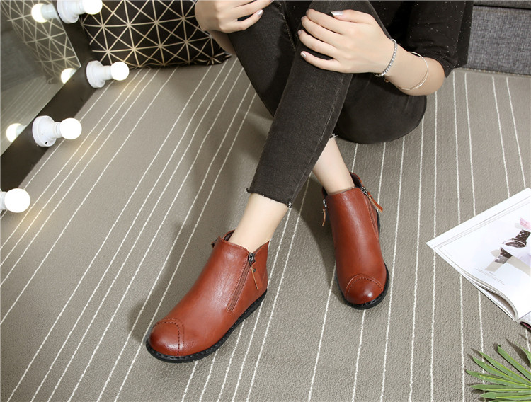 Giày mẹ giày cotton nữ mùa đông trẻ em cộng với nhung ấm đôi giày đế bằng ngắn shop giày boot nữ