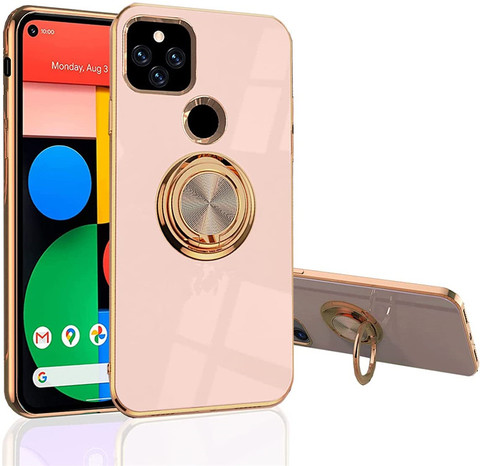 Pink — Stylish Chic Electroplated Slim Fit Magnetic Finger Ring Kickstand 7, 7 Pro, 6, 6 Pro Google Pixel Phone Case