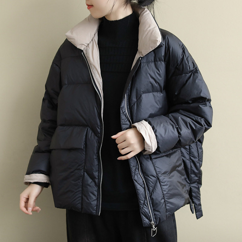 2021 Winter New Light Thin Loose Fashion Thickened Down Clothes Woman Warm Comfort Bread Coat Pure Color Short
