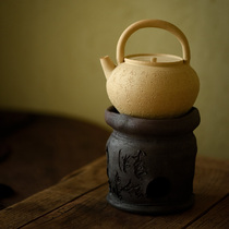 (Taichu Lianhuatang) hand-made pottery mud tea set Qingfeng boiled spring jade book simmering alcohol stove cooking kettle