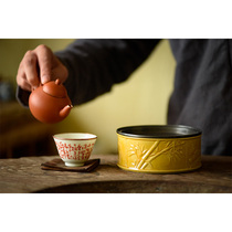Taichu Lianhuatang hand-made ceramic pot pouring yellow blue flower tea bearing dry bubble table tin cover Miyunzhai