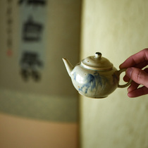 (Early Lotus Hall)Jingdezhen ceramic teapot Blue and white ink hand-painted teapot Ceramic open piece teapot