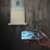 Taichu Lianhuatang hand-made pottery clay pot Chengyun crane pot tea tray tin cover blue and white copper coin hole