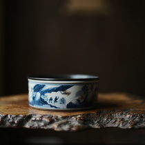 Taichu Lianhuatang hand-made clay pot tin cover tea tray blue and white poetry hand-painted Gongfu tea