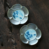 Taichu Lianhuatang Cloud by black silver cup ceramic tea cup holder hand-painted ceramic landscape cup holder