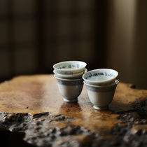  In the early days Lotus Hall hand-made ceramic Teacup Laba Cup handwritten blue and white cup full cup 55ml