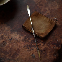 In the early days Lotus Hall picked up seven hand-made silver tea spoon tea dial horn bamboo branch silver piece tea needle tenon and mortise combination