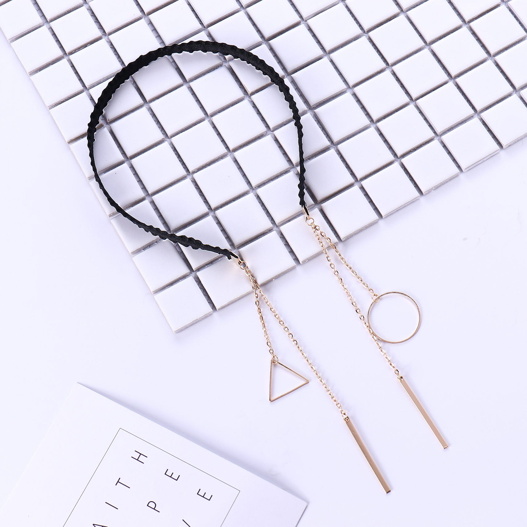 Đơn giản sao headband tam giác mặt dây chuyền giả bông tai headband vòng tóc hoang dã Hàn Quốc phụ kiện tóc Hàn Quốc kẹp tóc mũ nón phụ kiện tóc ngắn