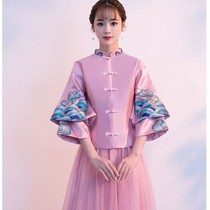 Chinese bridesmaid service woman 2021 new retro Chinese wind pink bridesmaid group girlfriends dress with long sister dress