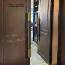 Customized hotel peach-colored solid wood door with golden handle new Chinese-style box single door bronze handle