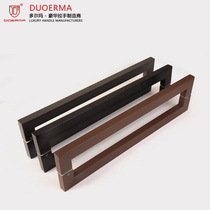 Bright rose gold stainless steel square handle shop glass door handle framed door sanded black titanium handle
