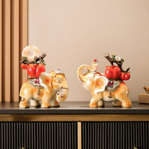 Elephant ornaments a pair of light luxury housewarming letters home wine cabinets TV cabinets living room entrance decorations wedding gifts
