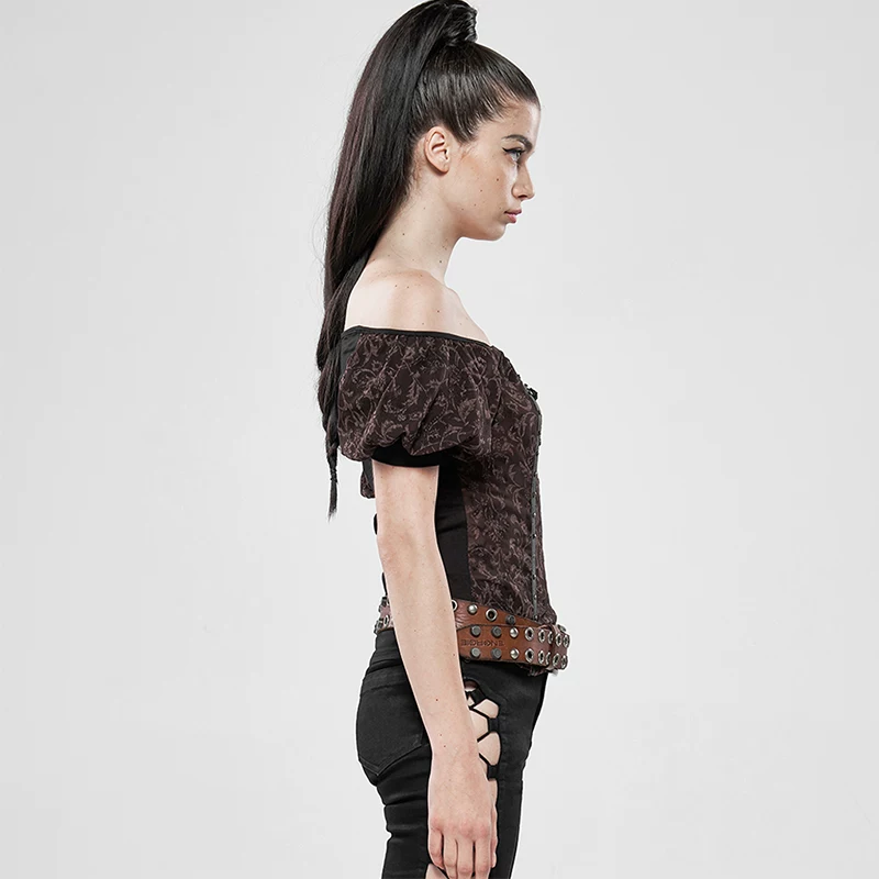 UPunk Rave Gothic Gothic Lolita Lolita Belly Short -sleeved T -shirt Woman WT596