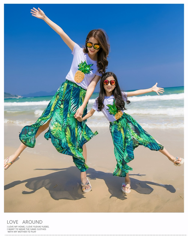Phụ huynh-trẻ em mặc mùa hè 2018 phù hợp với giải trí bên mẹ và con gái dứa đính sequin