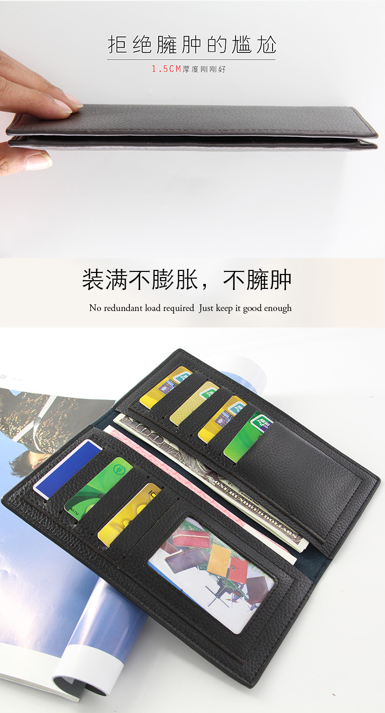 Ví giá rẻ dài nam thời trang đơn giản phần mỏng đa chức năng gói thẻ giải trí vé clip ví đựng card