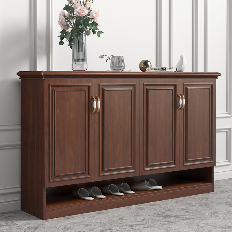 All aluminum alloy shoe cabinet home door new Chinese walnut outdoor balcony waterproof sunscreen storage cabinet can be customized