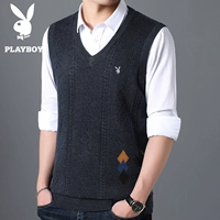 Playboy len vest nam mùa thu và mùa đông áo len nam không tay áo len Hàn Quốc vest vest cổ chữ V áo len kiểu hàn quốc