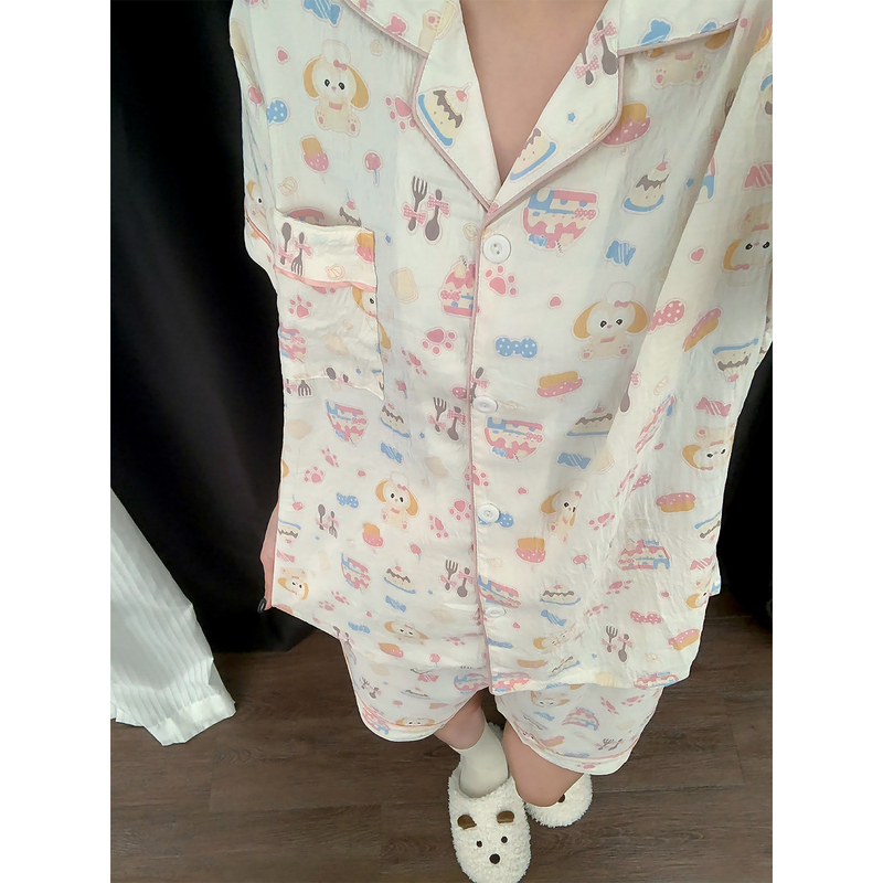 Butter Cake Pajamas for Women, Summer New Style with Chest Pads, Cute Short-Sleeve Home Wear Set, Suitable for Going Out