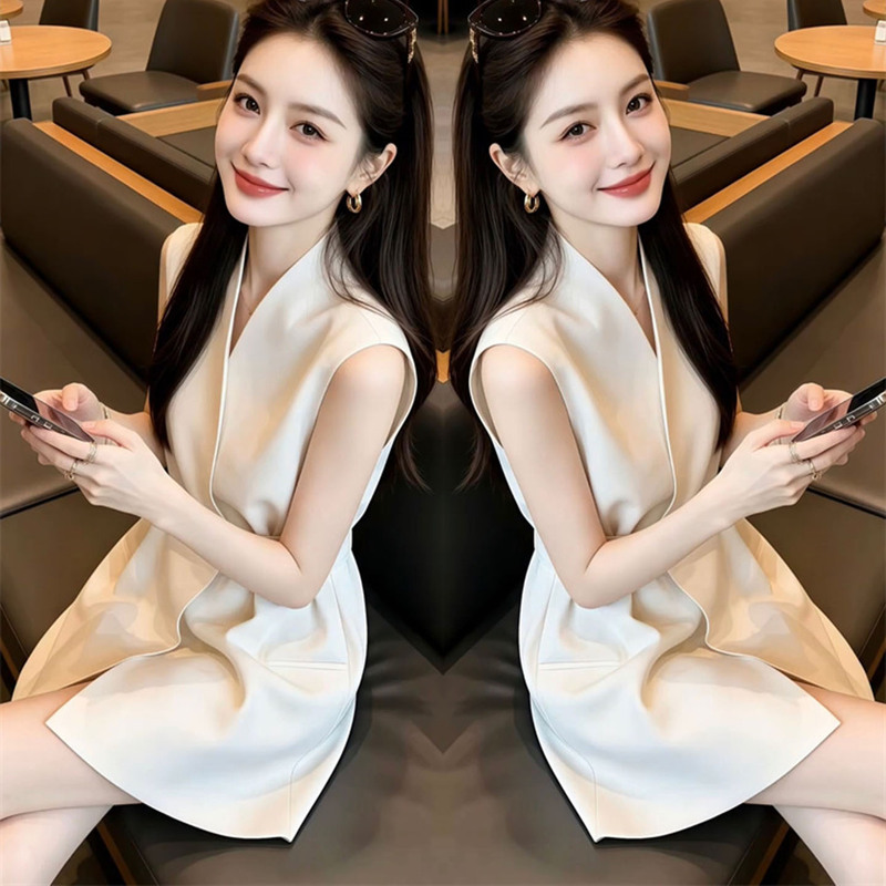 2026 Summer New Trendy Professional Commuter Vest Dress for Women, High-End Style with Tie, Slim-Fit Sleeveless Blazer Dress